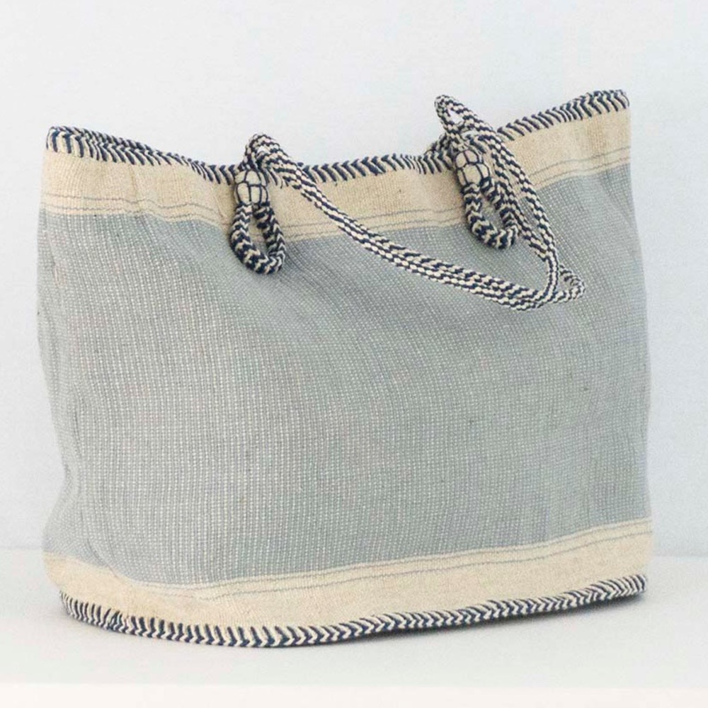 Tote bag xl with zipper jute cotton handmade - Picture 1 of 6